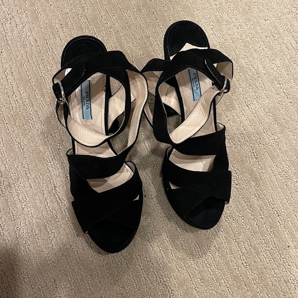Prada Black Suede Heels Size 40